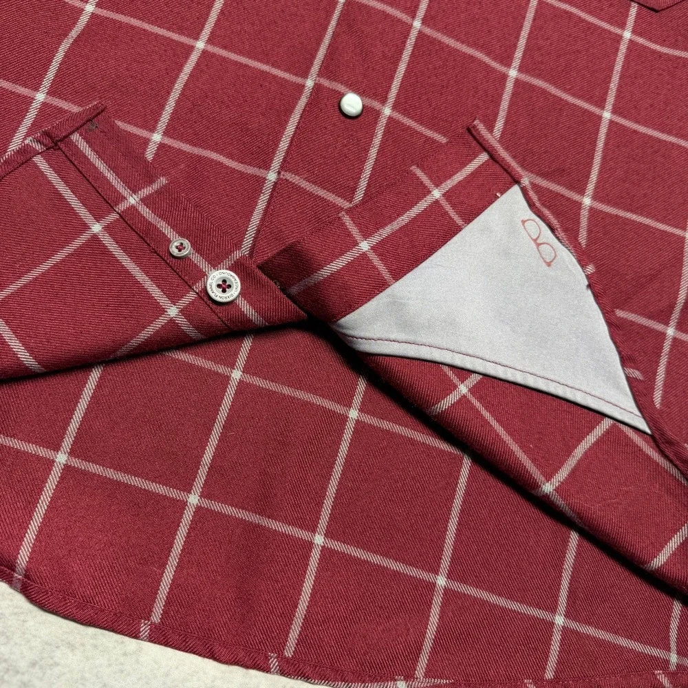 Dixxon Flannel Co The Underground Red Windowpane Plaid Snap Button Shirt Small